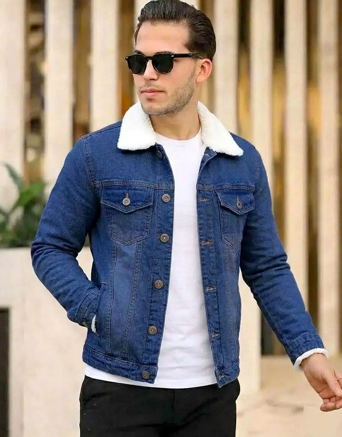 Stylish Fur Denim Jacket for Winters | Warm Jeans Jacket for Men