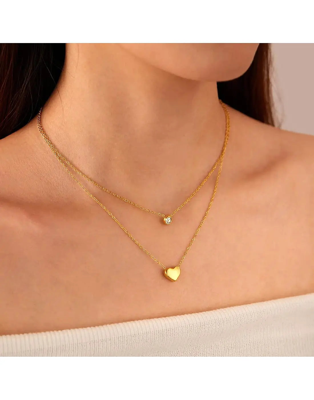 Gold Plated Stainless Steel Heart Shape Necklace for Girls