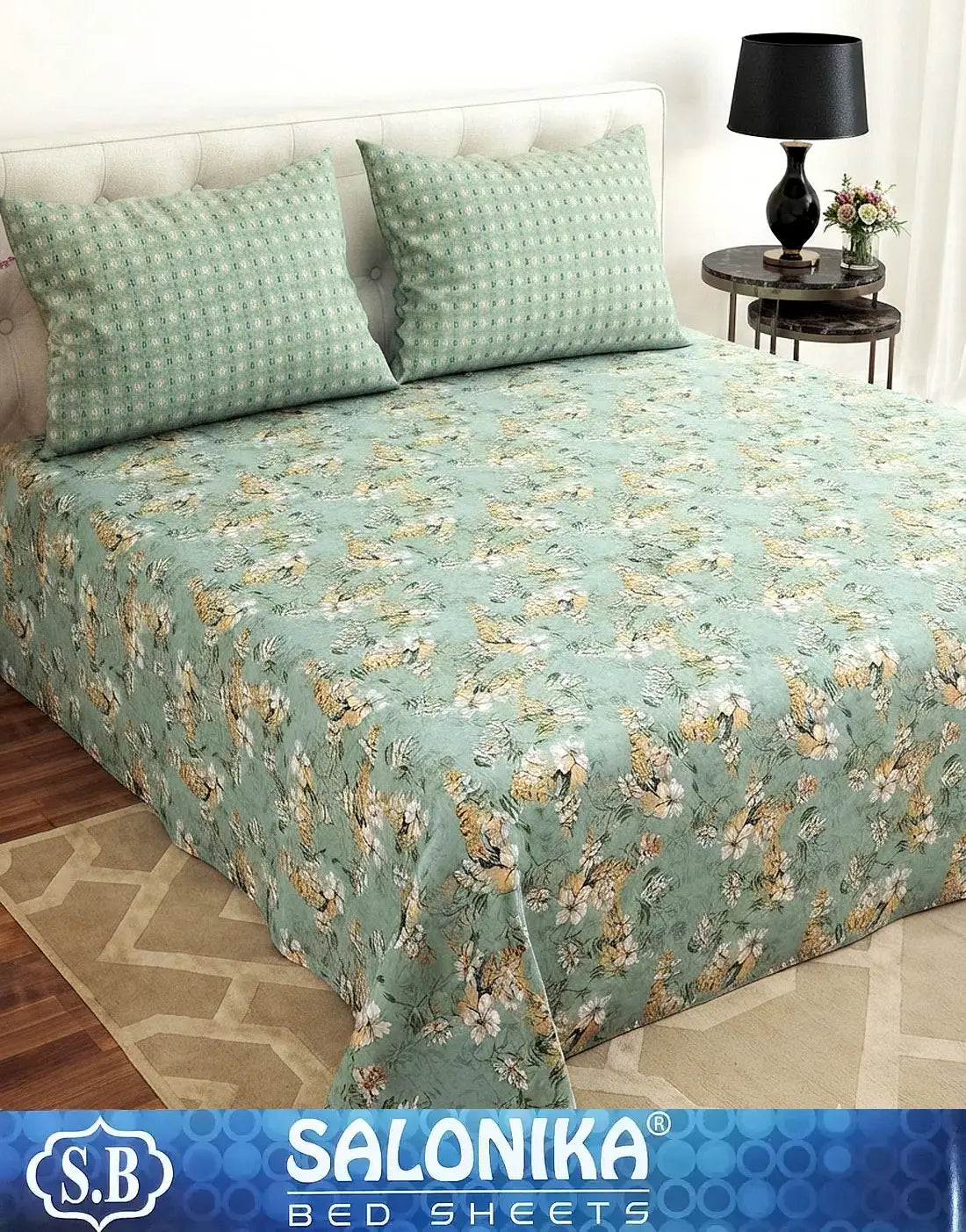 Salonika 3-Piece Mix Cotton King Size Bedsheet with Pillow Covers