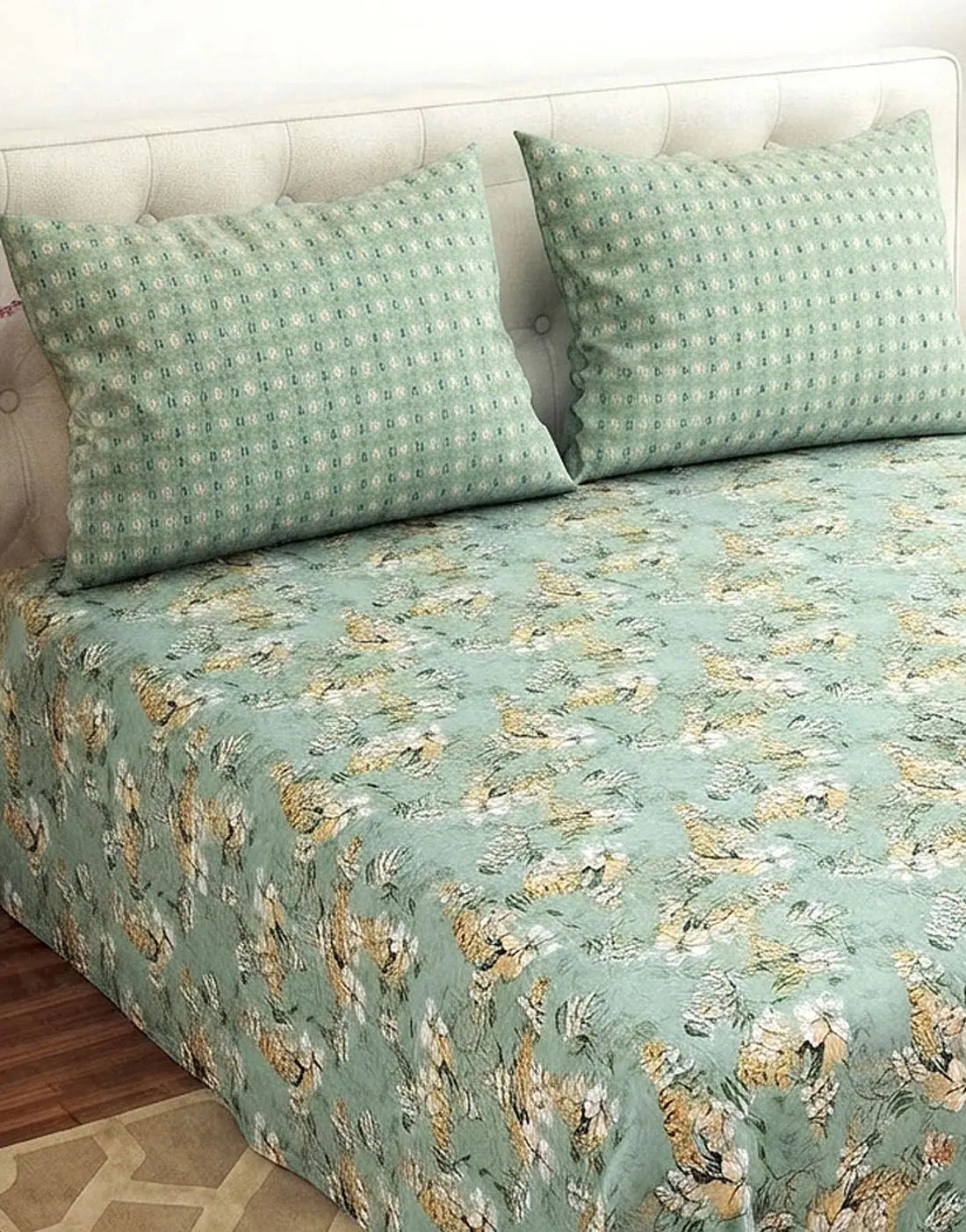 Salonika 3-Piece Mix Cotton King Size Bedsheet with Pillow Covers
