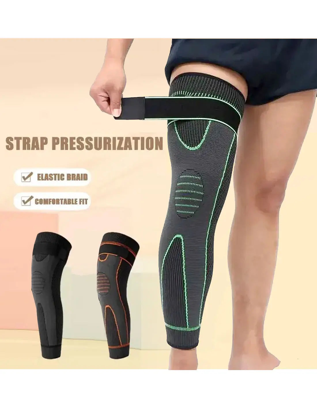 1 Piece Adjustable Knee Supporter & Strap Pressurizer Brace