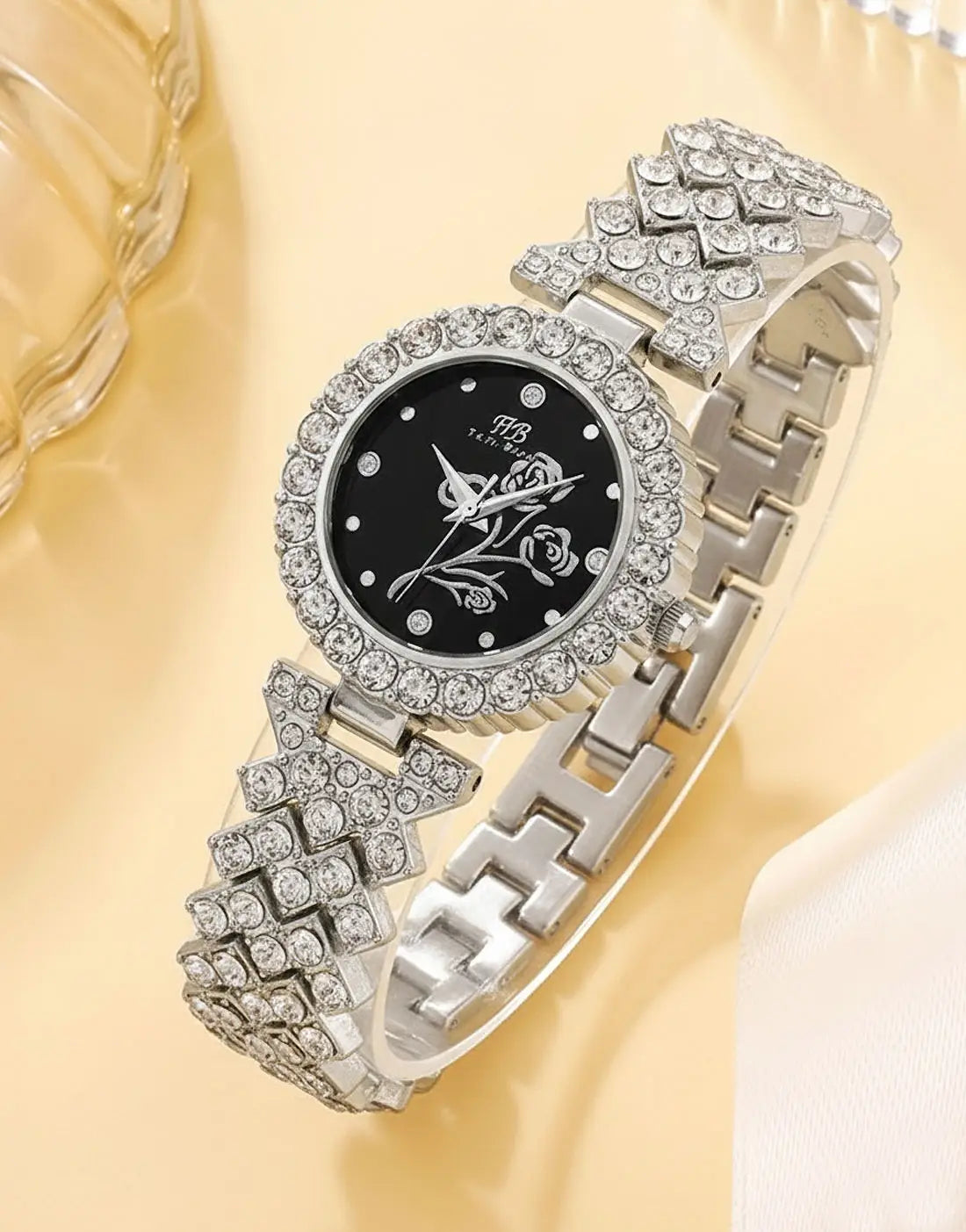Elegant Rhinestone Studded Ladies Luxury Bracelet Fashion Watch