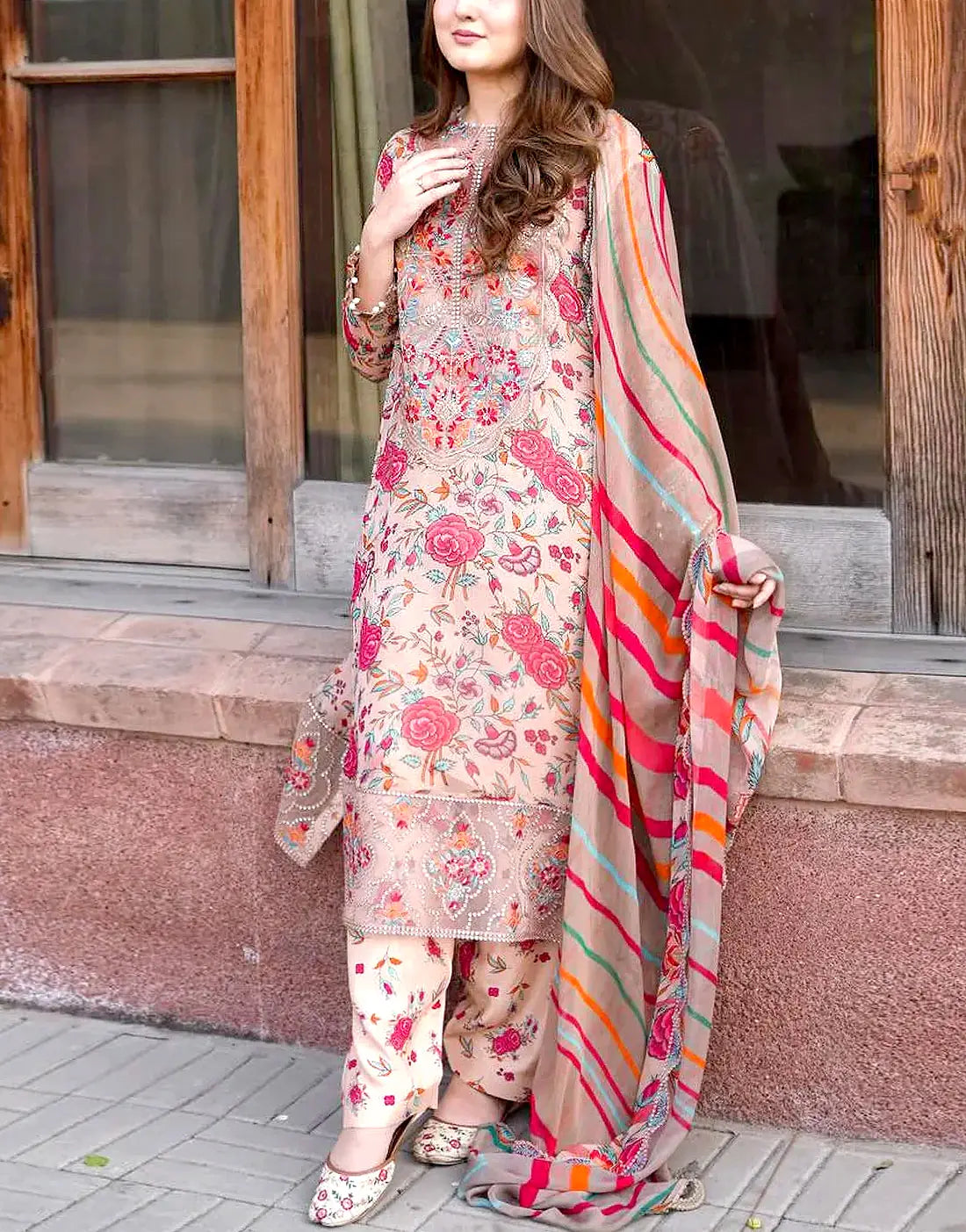 All-Over Print Embroidered Lawn Dress 2026 with Emb. Chiffon Dupatta – Best  Price Online in Pakistan