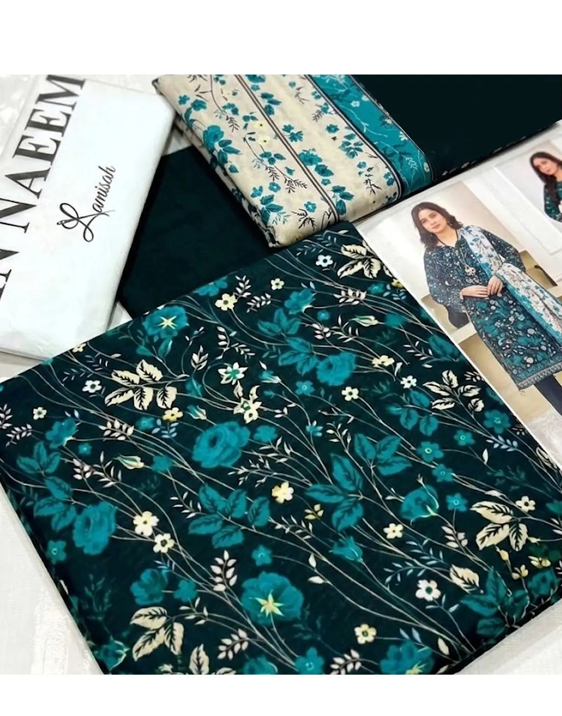 Digital Print 3-Piece Linen Dress with Linen Dupatta