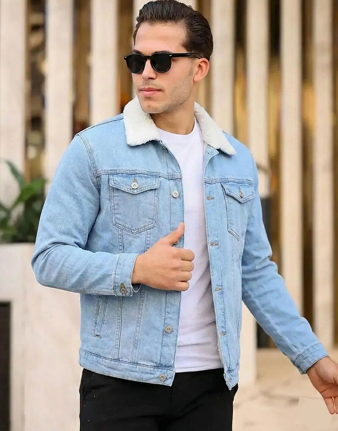 Stylish Fur Denim Jacket for Winters | Warm Jeans Jacket for Men