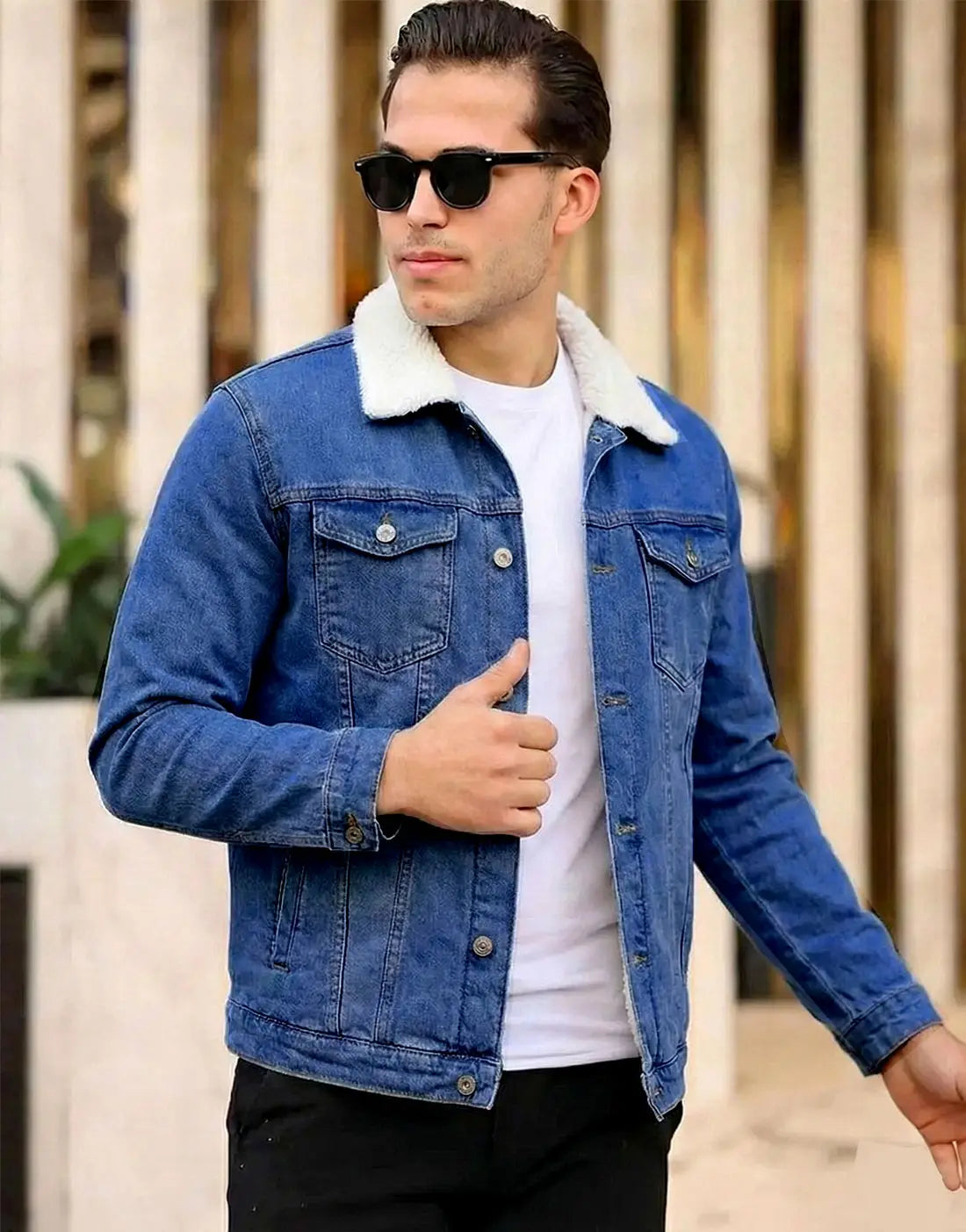 Stylish Fur Denim Jacket for Winters | Warm Jeans Jacket for Men