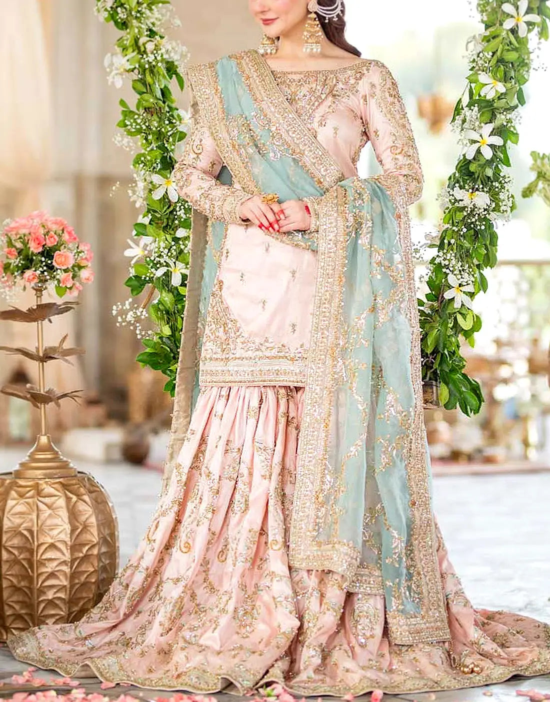 Luxury Handwork Embroidered NET Bridal Sharara Dress