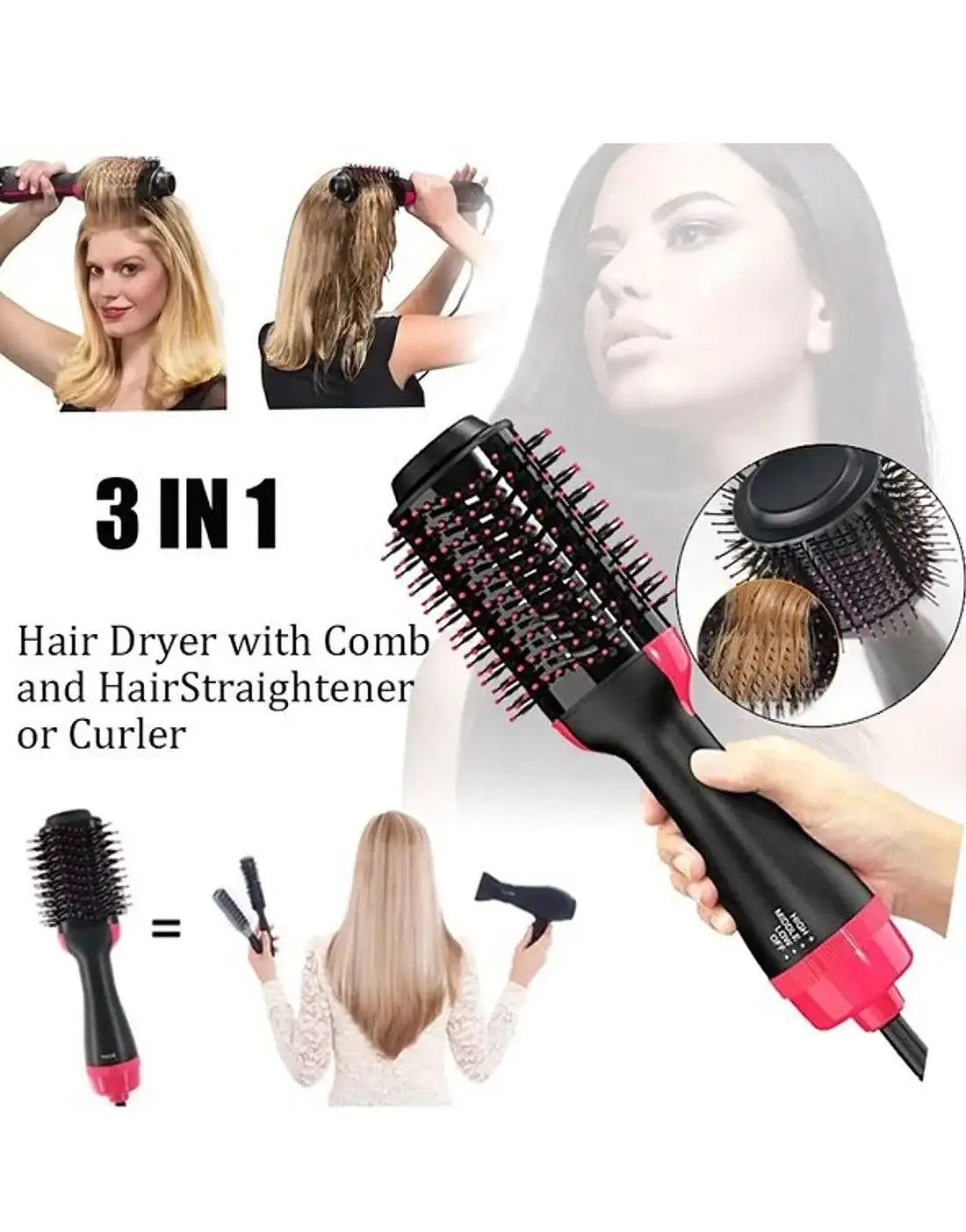 One Step Blow Dryer Brush – Hot Air Hair Dryer, Straightener & Styling Tool