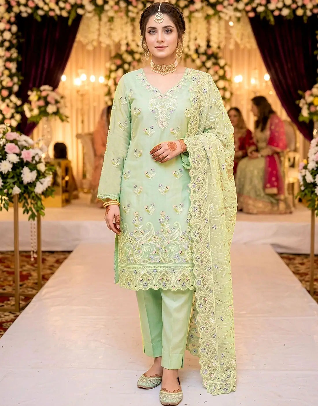 Formal Embroidered Organza Party Wear Dress Design 2026