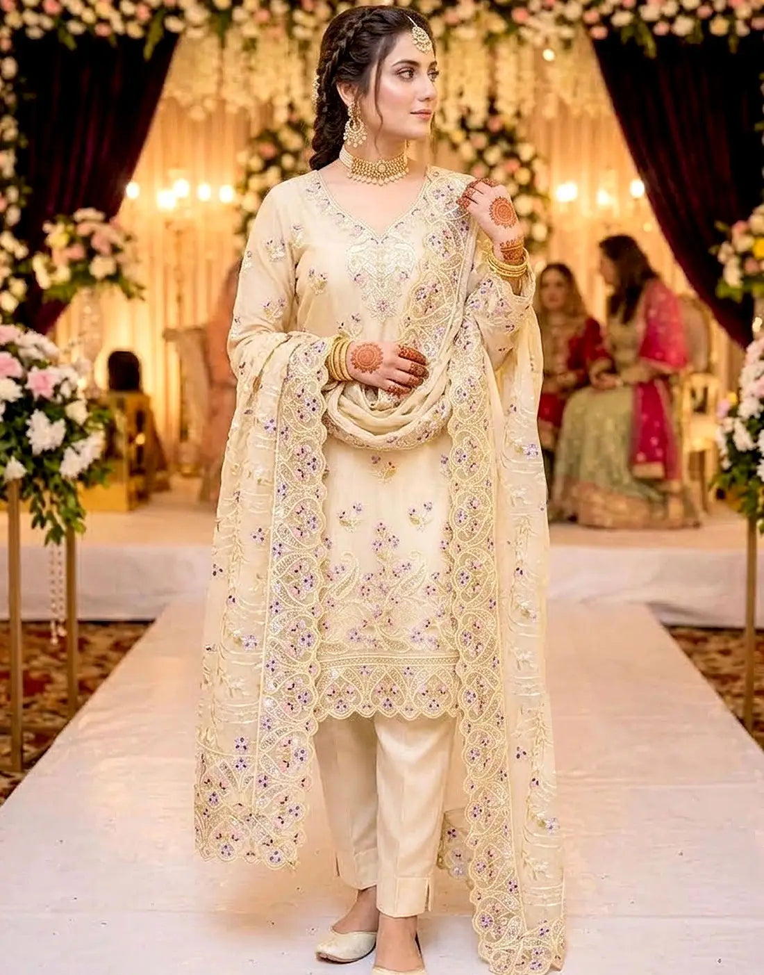Formal Embroidered Organza Party Wear Dress Design 2026