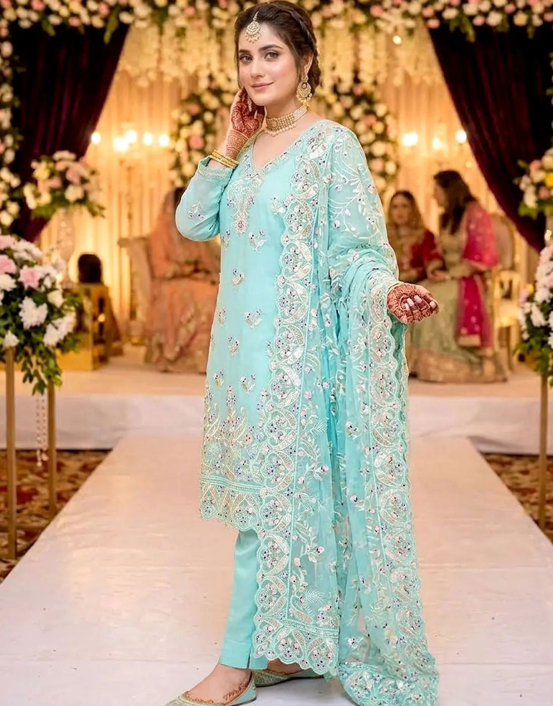 Formal Embroidered Organza Party Wear Dress Design 2026