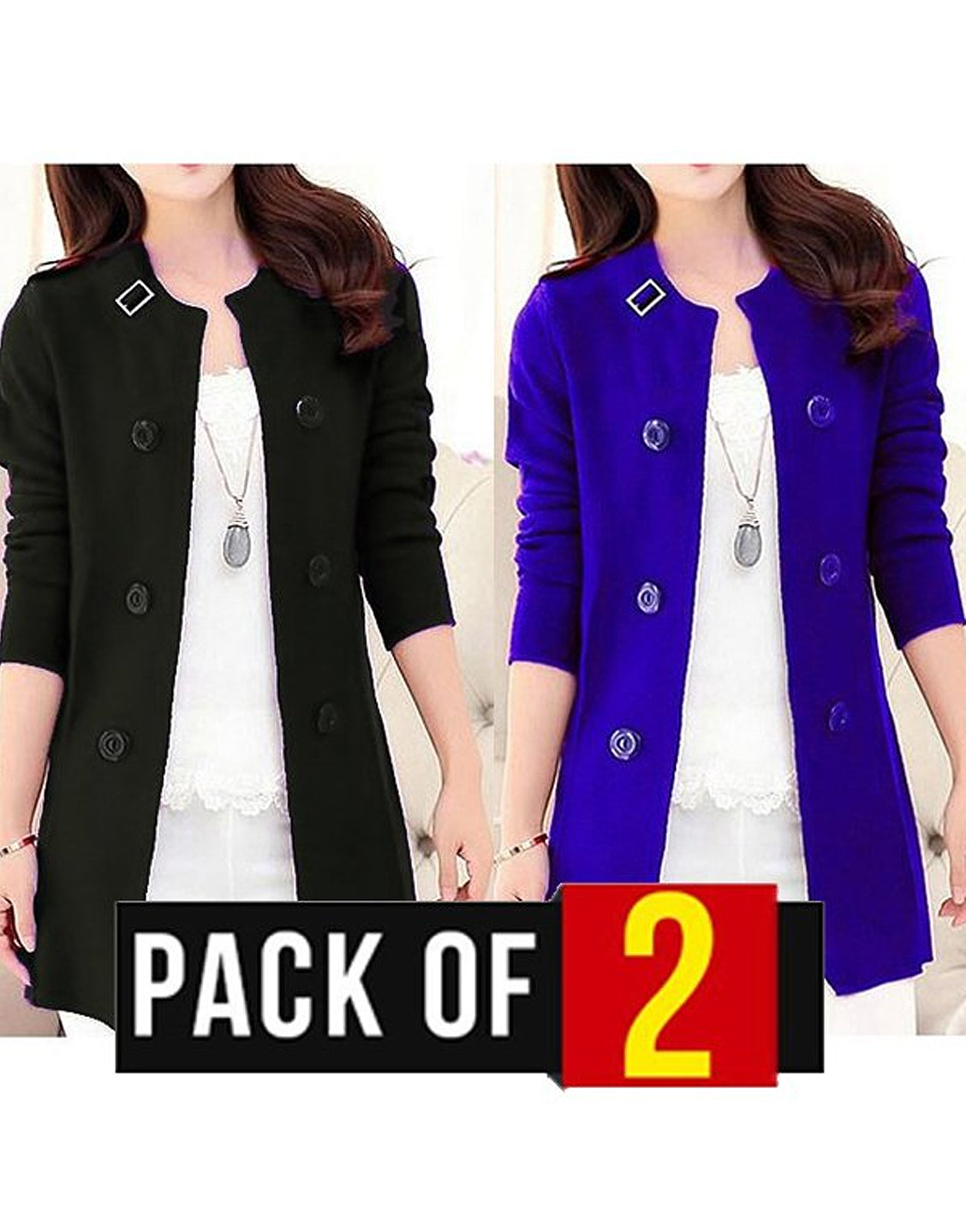 Pack of 2 Korean Style Ladies Fleece Coats