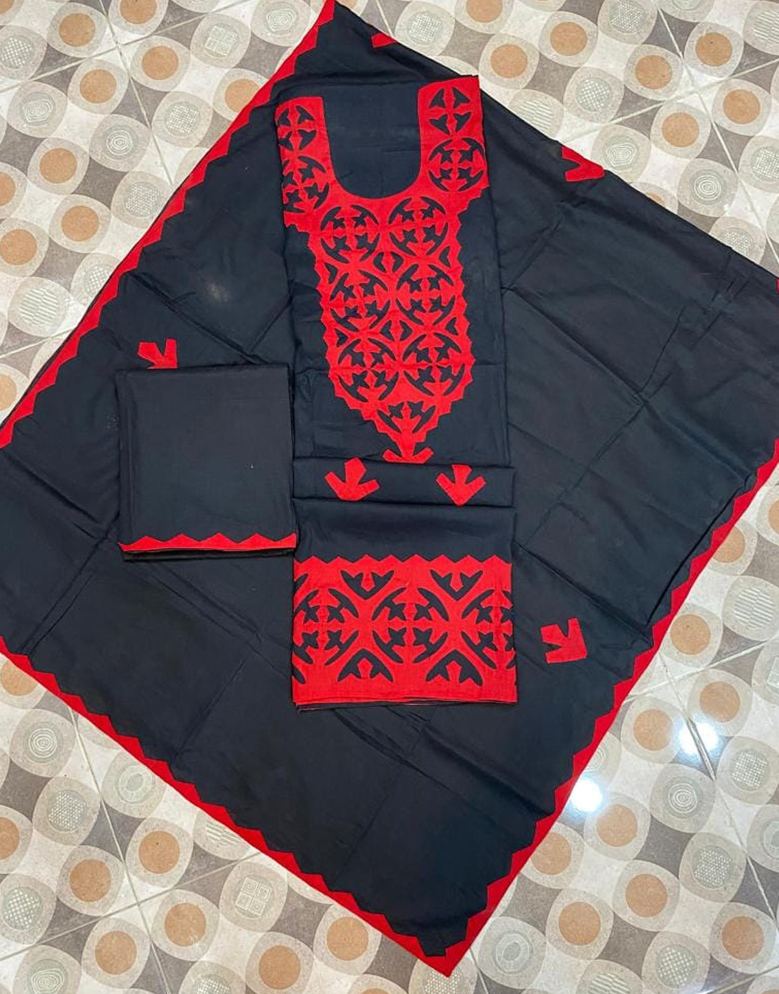 3-Pieces Sindhi Handicraft Aplic Work Cotton Suit