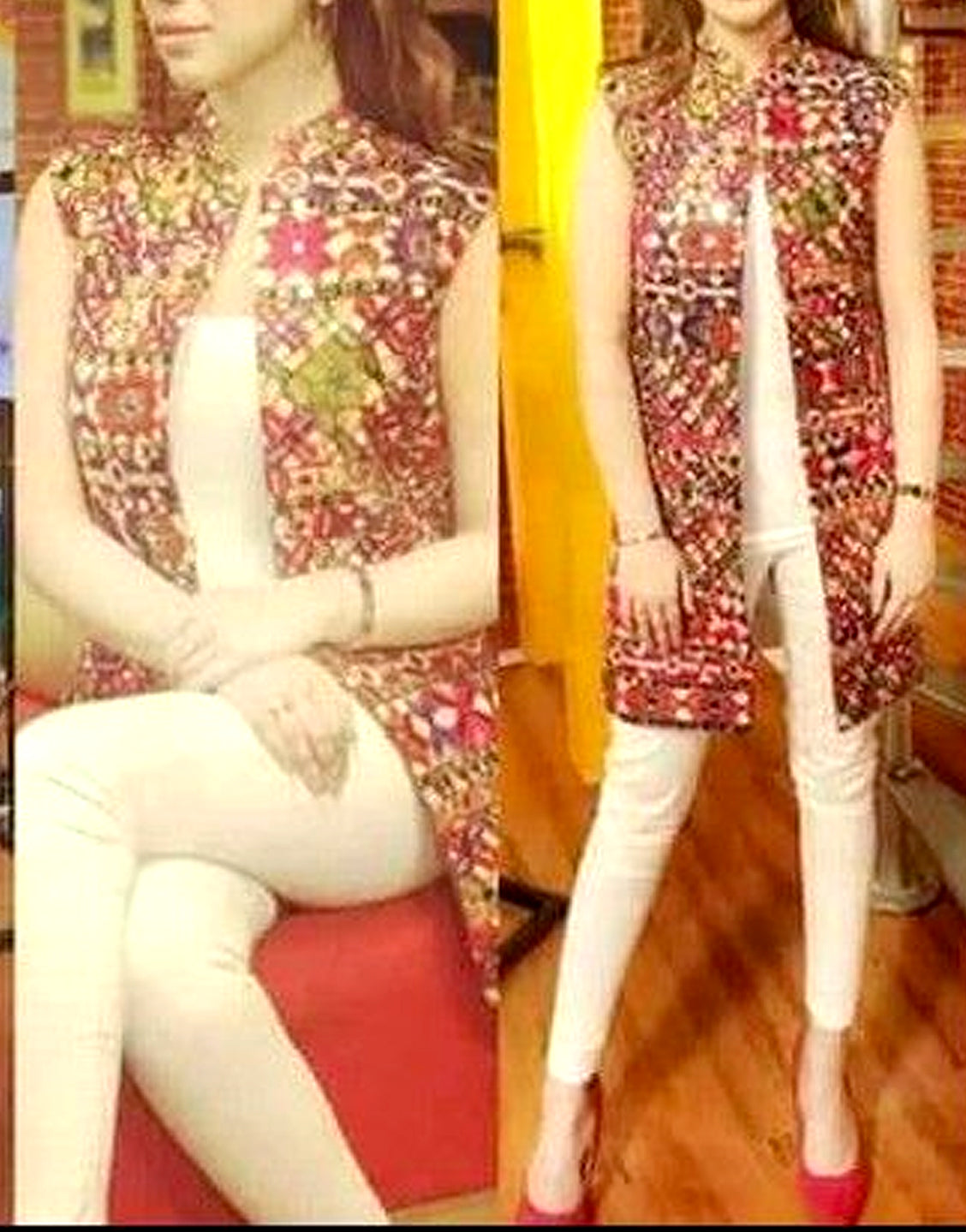 Embroidered Masoori Dress with Mirror Work