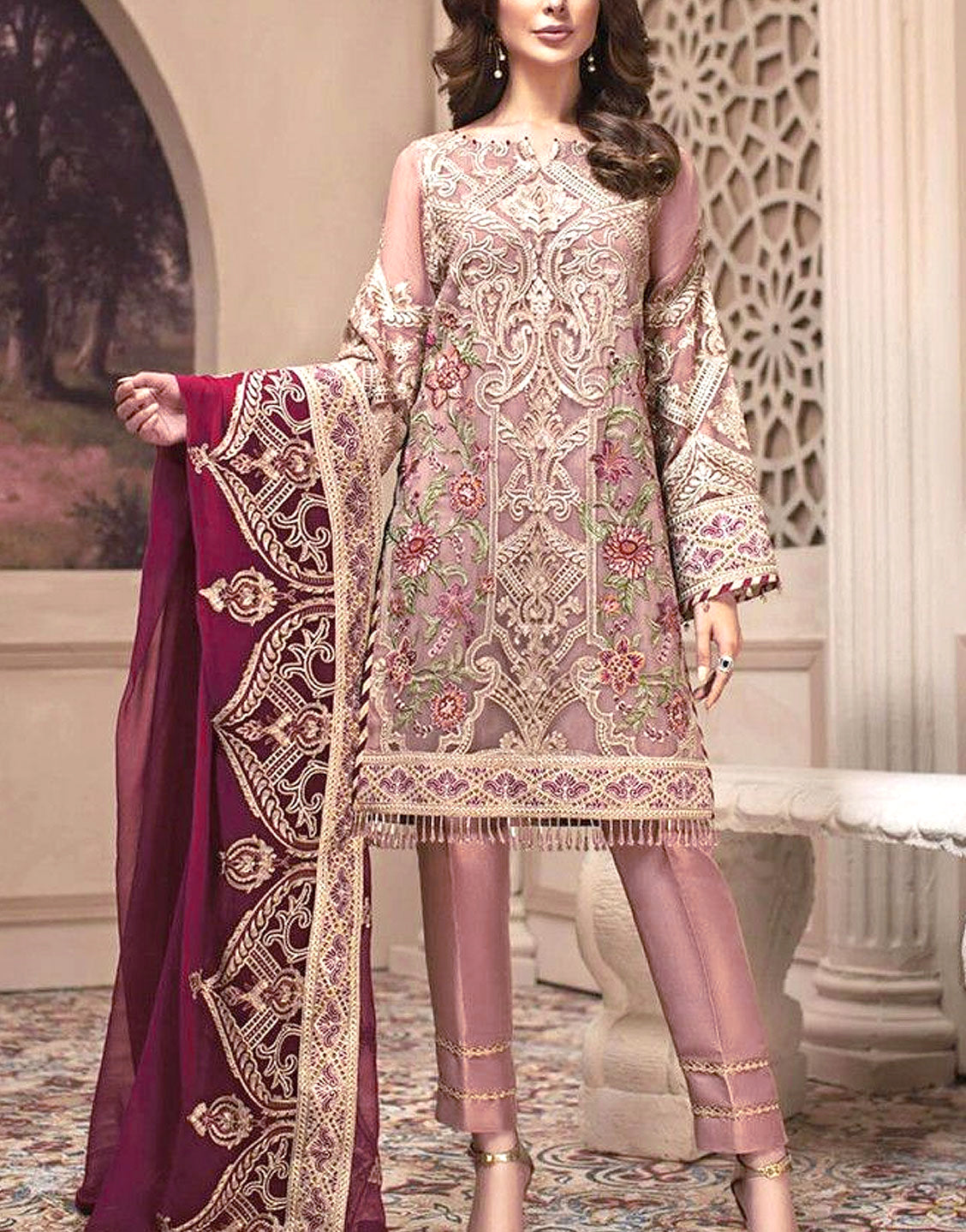 Decent Embroidered Formal Chiffon Wedding Dress Best Price Online in Pakistan Decent Embroidered Formal Chiffon Wedding Dress Best Price Online in Pakistan