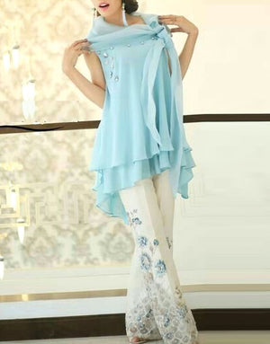 2-Piece Embroidered Lawn Dress with Embroidered Trouser