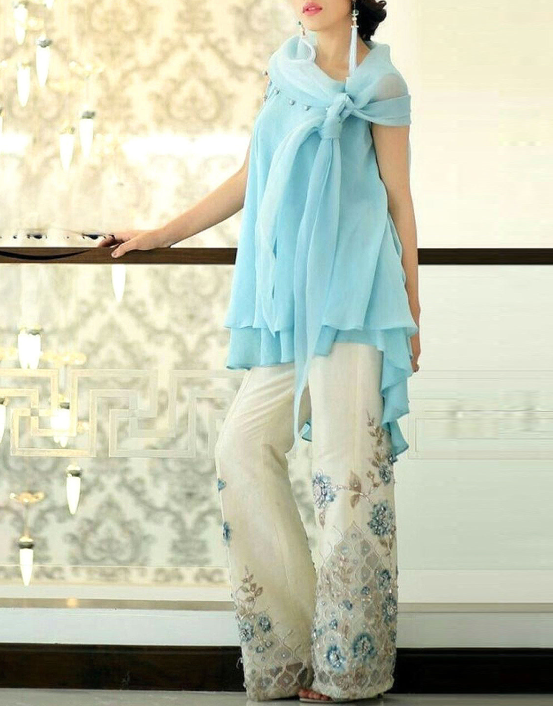 2-Piece Embroidered Lawn Dress with Embroidered Trouser