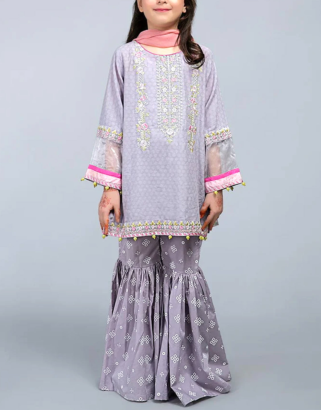 Kids 2-Piece Embroidered Lawn Suit