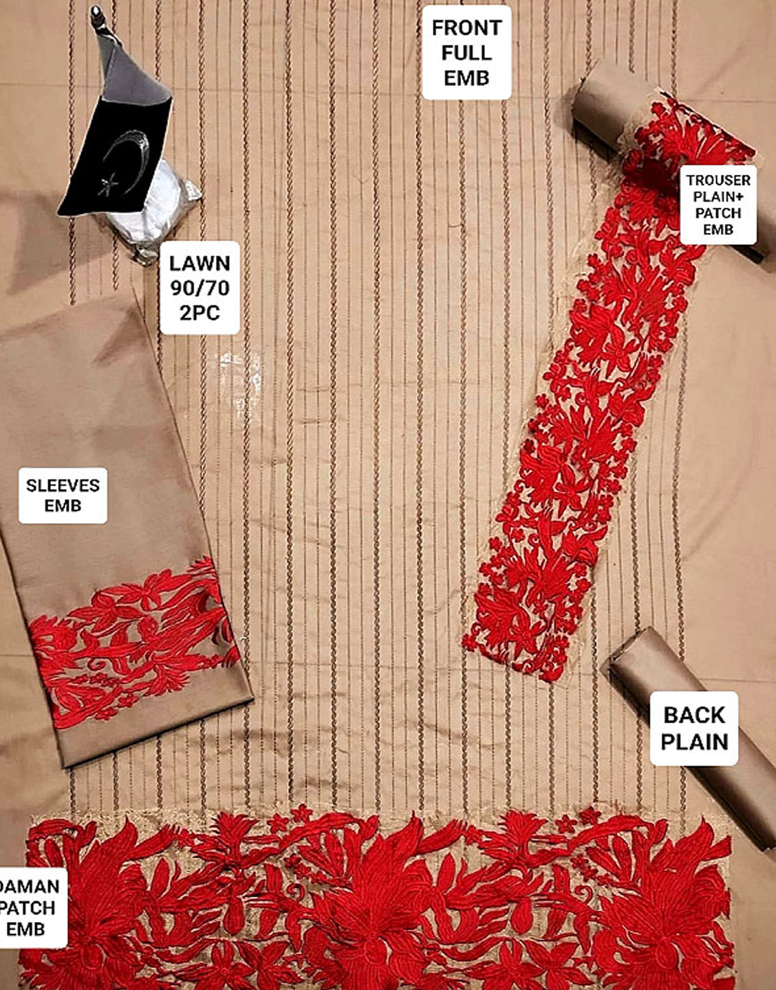 Adorable 2-Piece Scroll Embroidered Lawn Suit Design for Girls