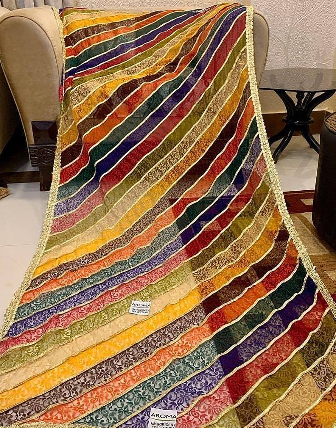 Ready to Wear Multicolor Net Dupatta for Mehndi Function