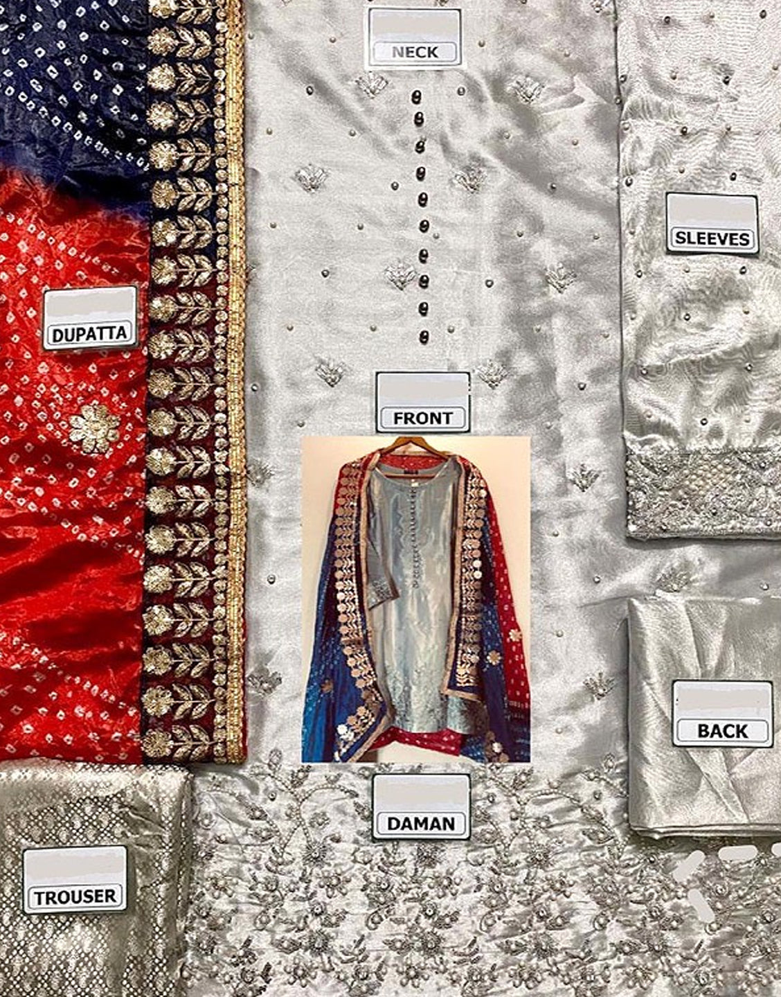 Unstitched Embroidered Organza Dress with Silk Dupatta