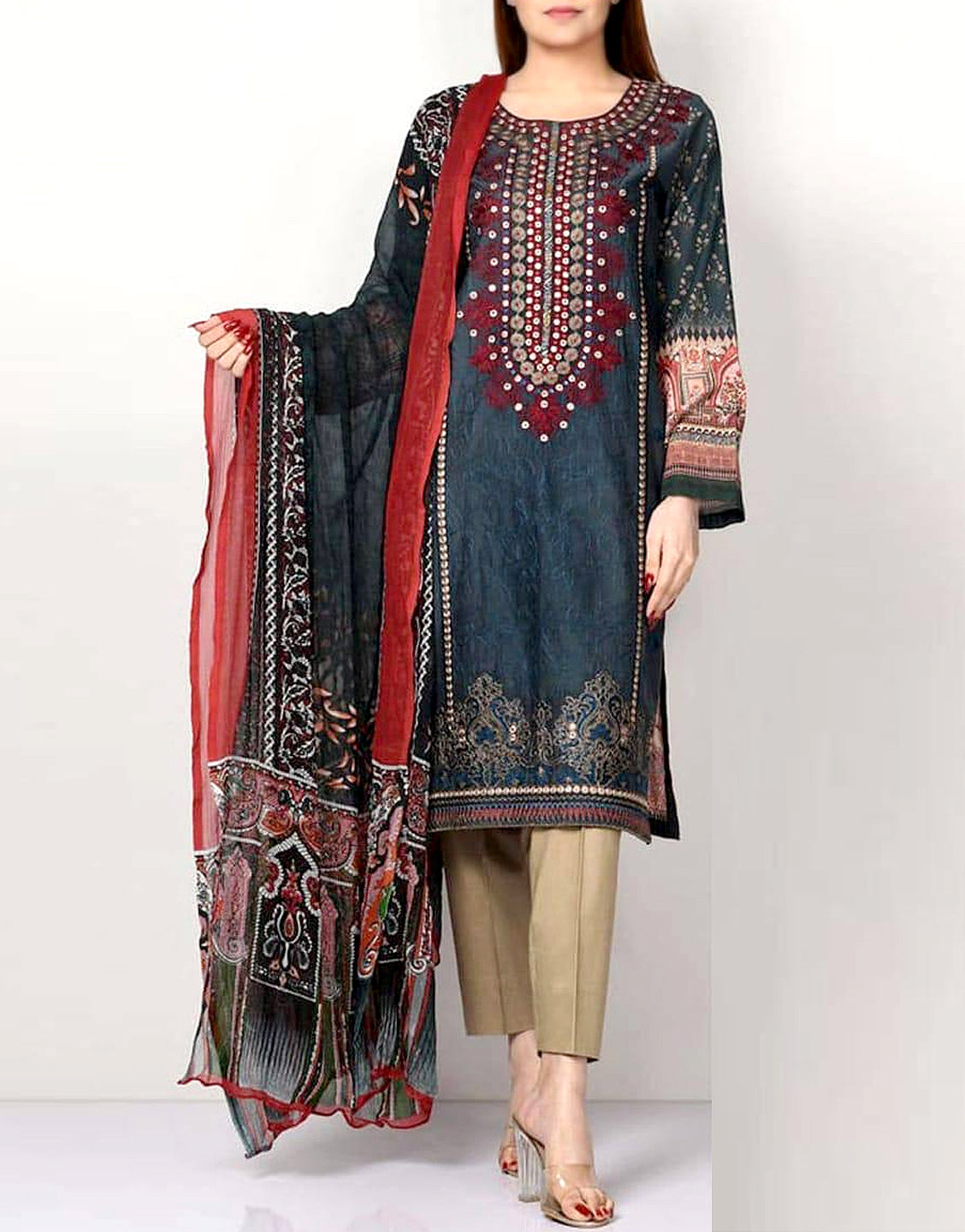 Embroidered Masoori Lawn Dress 2021 with Chiffon Dupatta