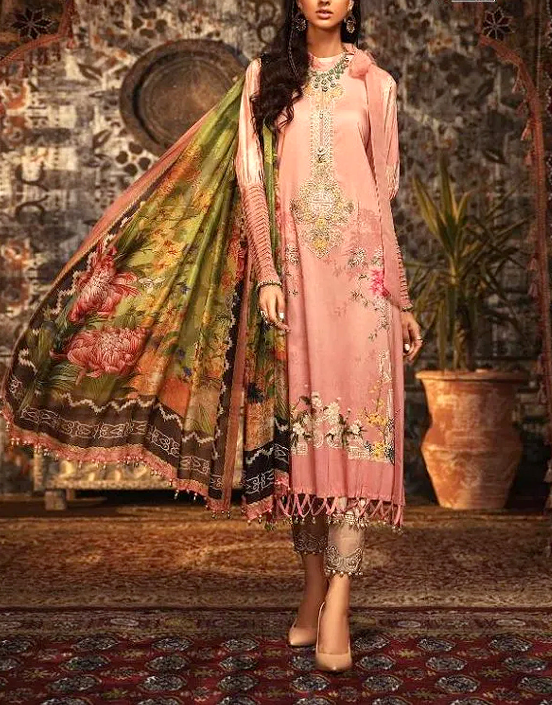 Embroidered Swiss Lawn Suit with Swiss Lawn Dupatta