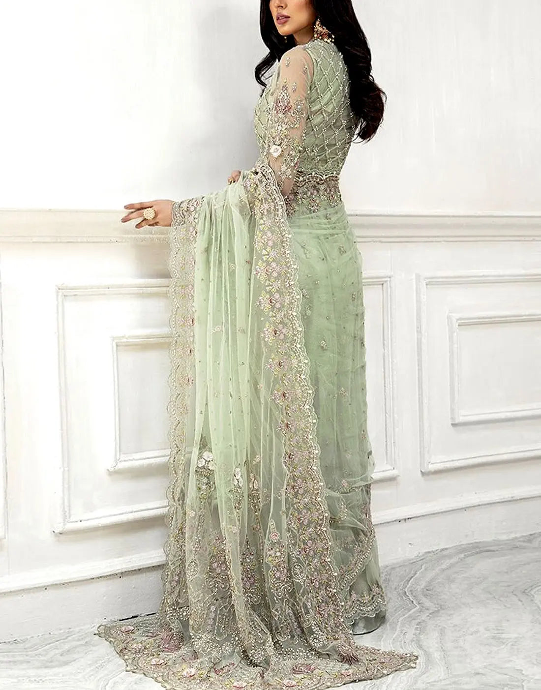 Heavy Embroidered Net Saree with Inner