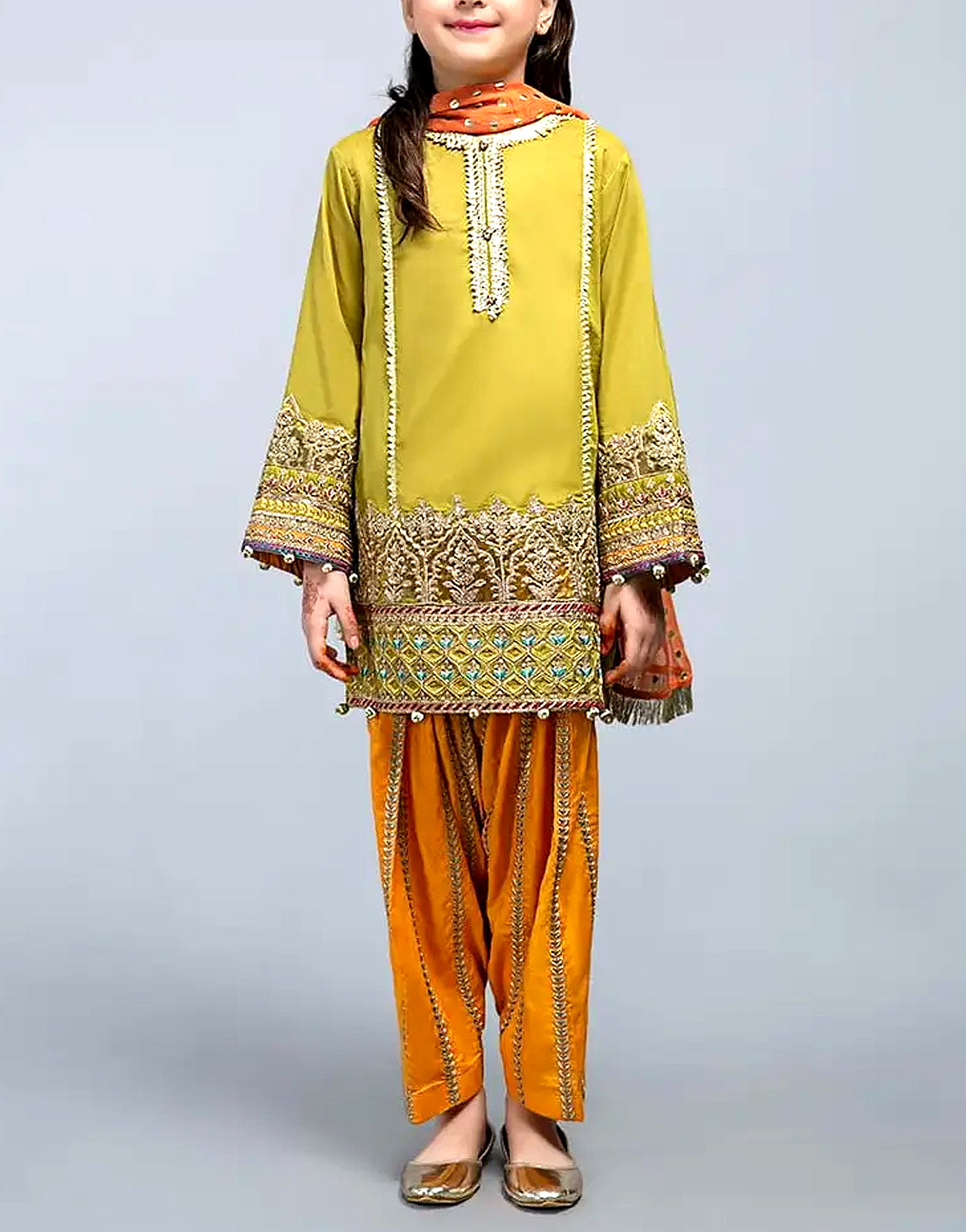 Kids 2-Pcs Embroidered Lawn Dress 2021