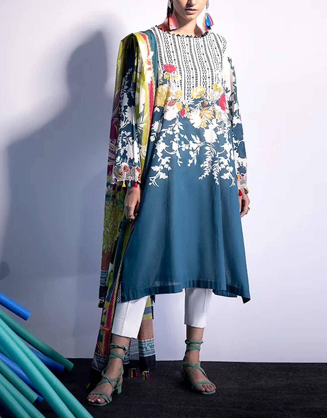 Embroidered Khaddar Dress with Wool Shawl