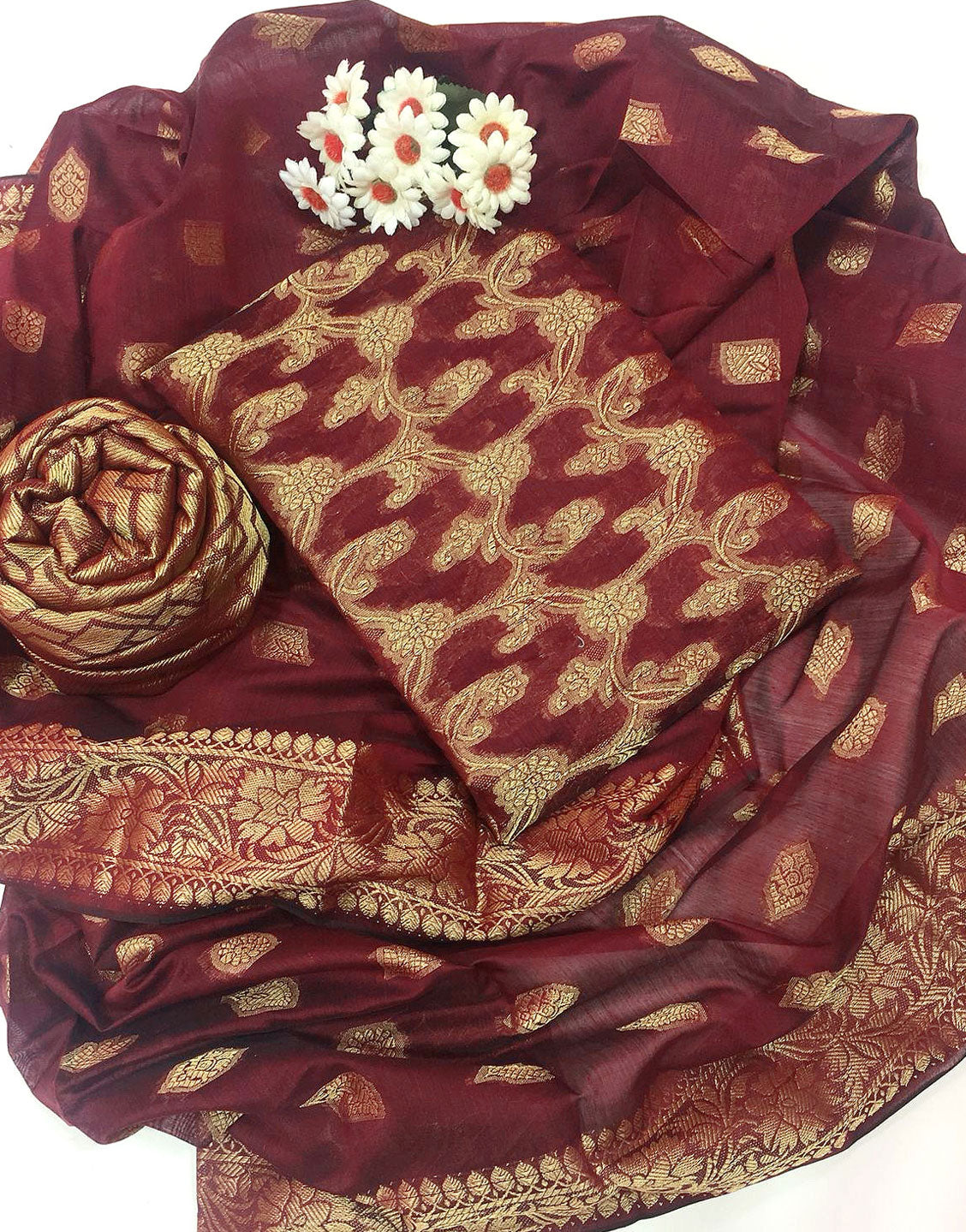 Banarsi Style Cotton Jacquard Dress with Cotton Jacquard Dupatta