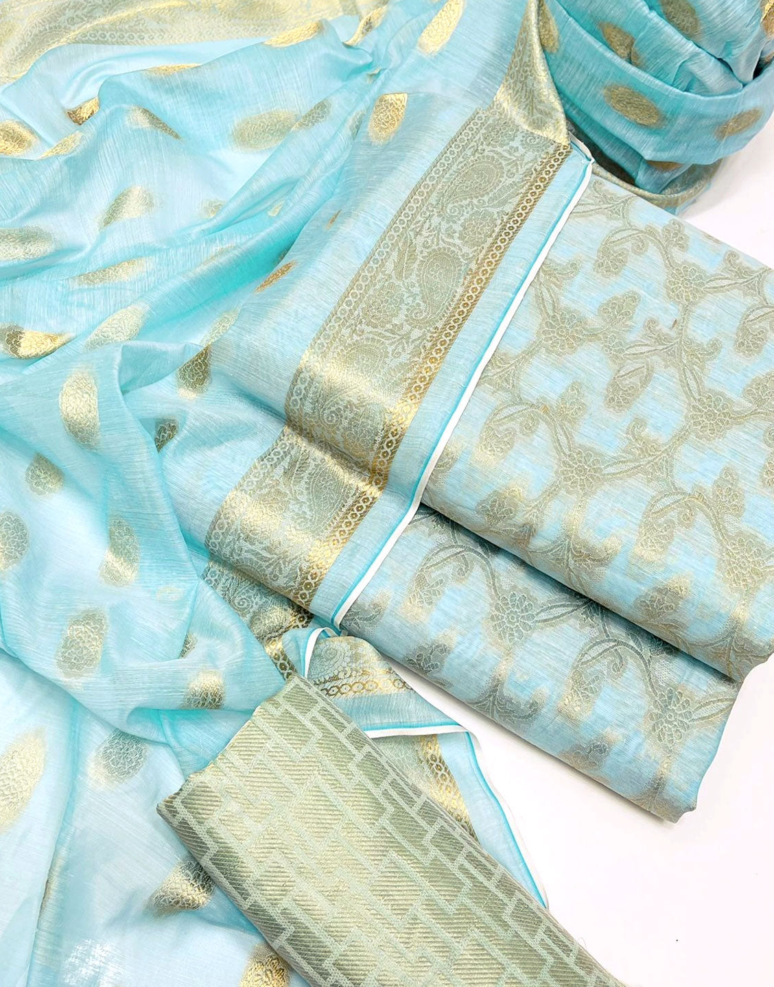 Banarsi Style Cotton Jacquard Dress with Cotton Jacquard Dupatta