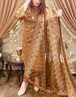 Heavy Embroidered Formal Chiffon Party Wear Dress 2024