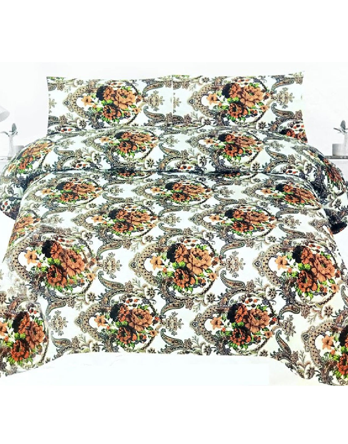 King Size Crystal Cotton Bed Sheet with 2 Pillow Covers