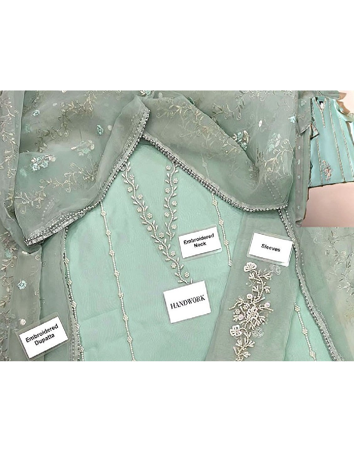 Elegant Adda Work Embroidered Organza Party Wear Dress