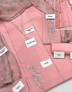 Elegant Adda Work Embroidered Organza Party Wear Dress 2024