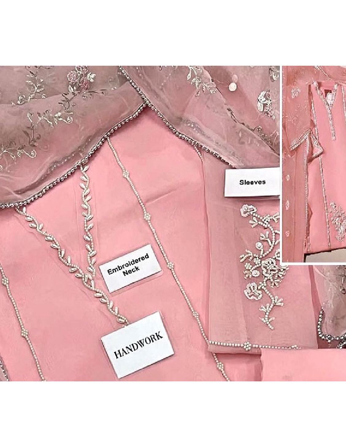 Elegant Adda Work Embroidered Organza Party Wear Dress