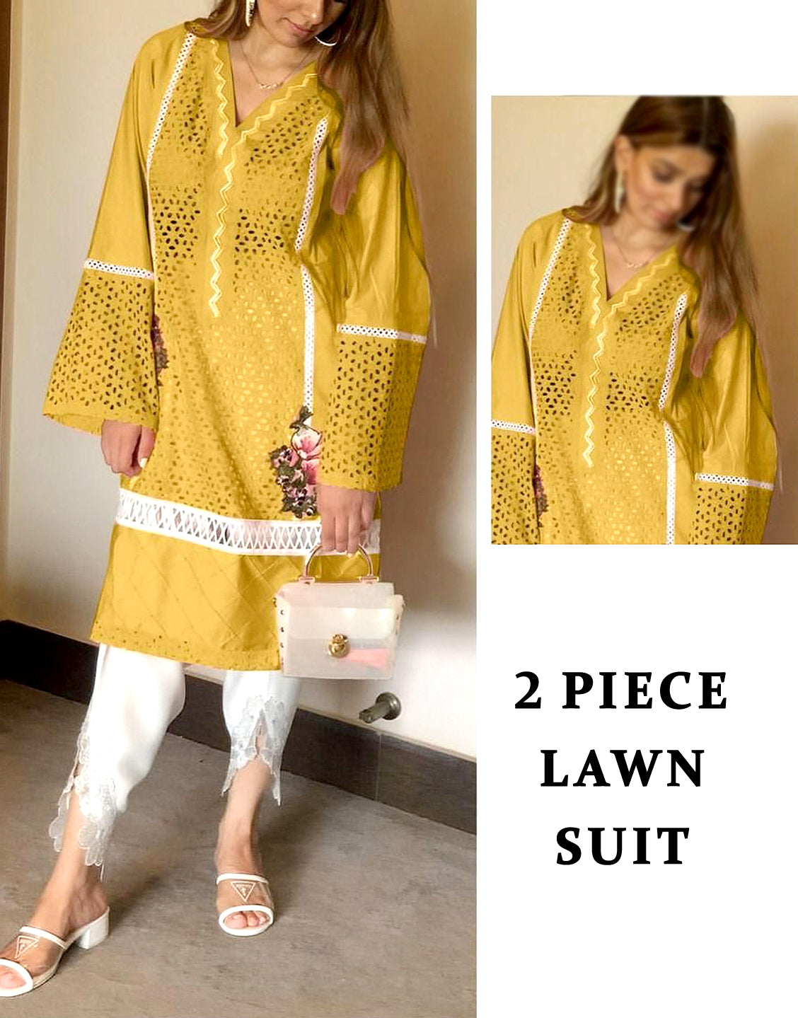 2-Piece Chikankari Embroidered Lawn Suit 2022