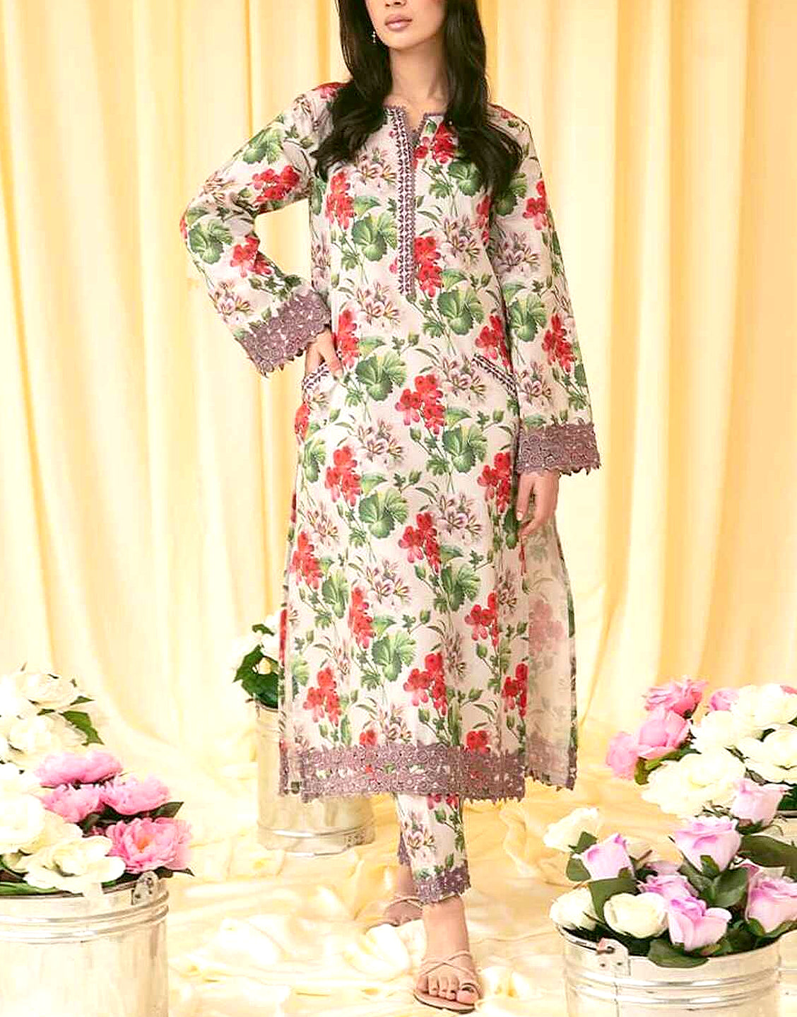 2-Piece Chunri Print Cotton Lawn Dress 2022