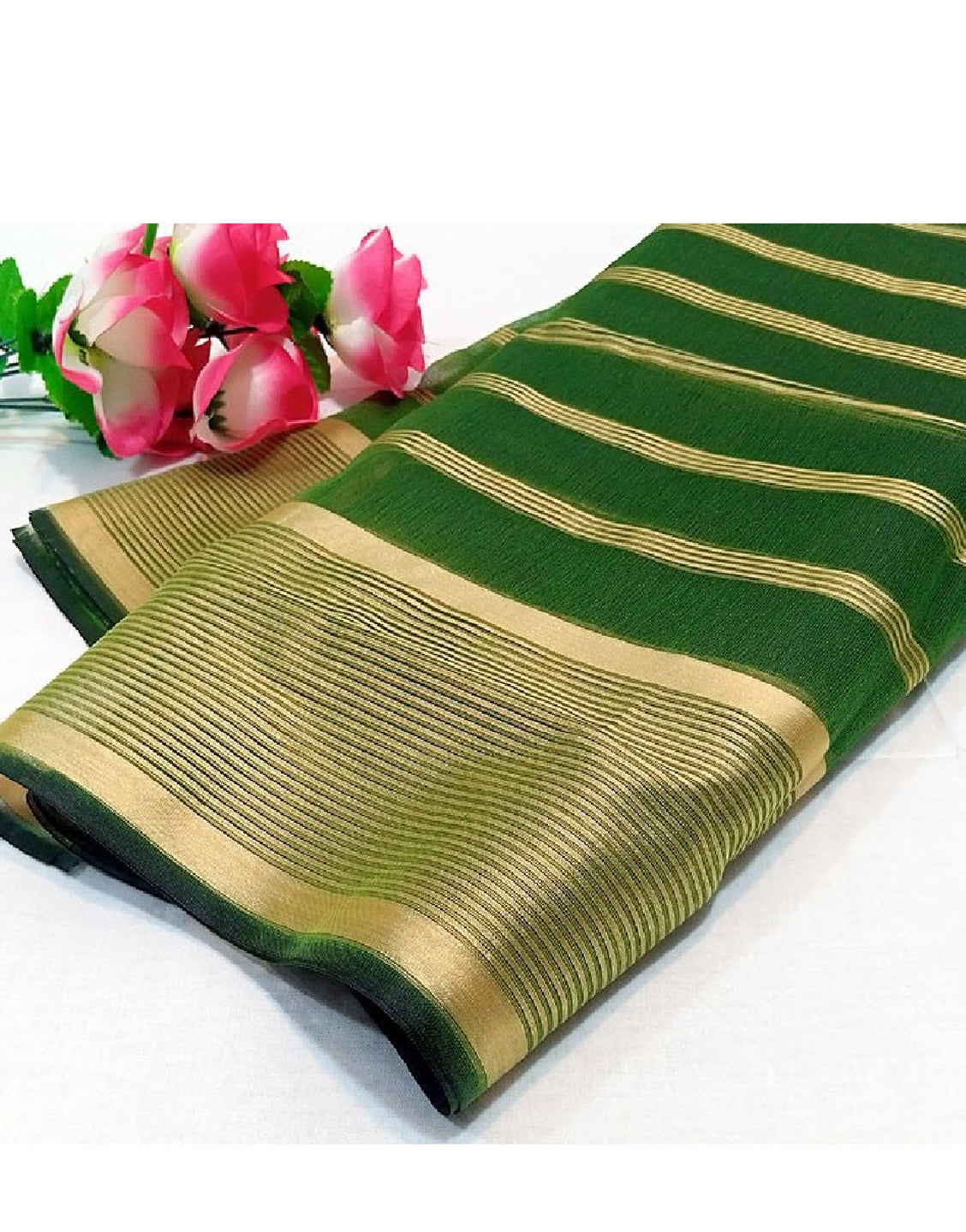 Lining Printed Organza Dupatta - Green