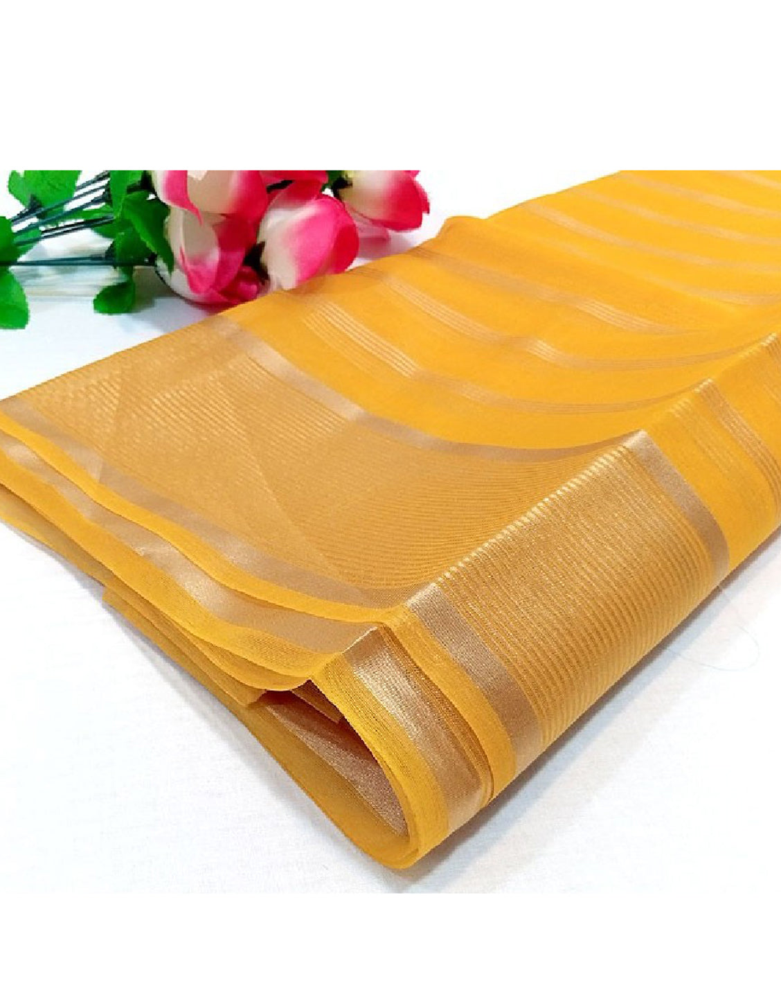 Lining Printed Organza Dupatta - Yellow
