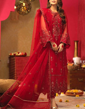 Handwork Heavy Embroidered Organza Wedding Dress with Inner