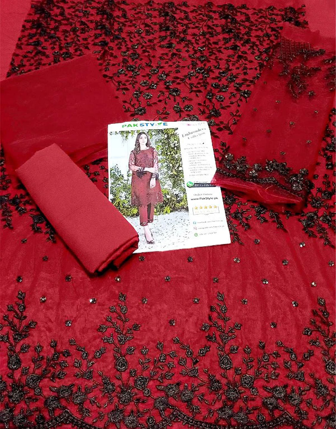 2-Piece Embroidered Fancy Net Party Wear Dress