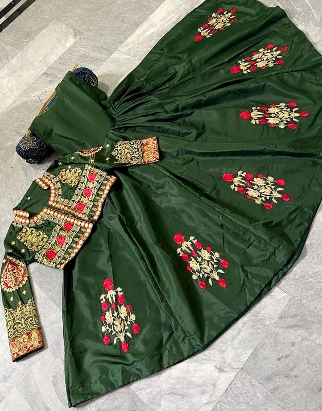 Readymade Koti Style Embroidered Shamoz Silk Maxi