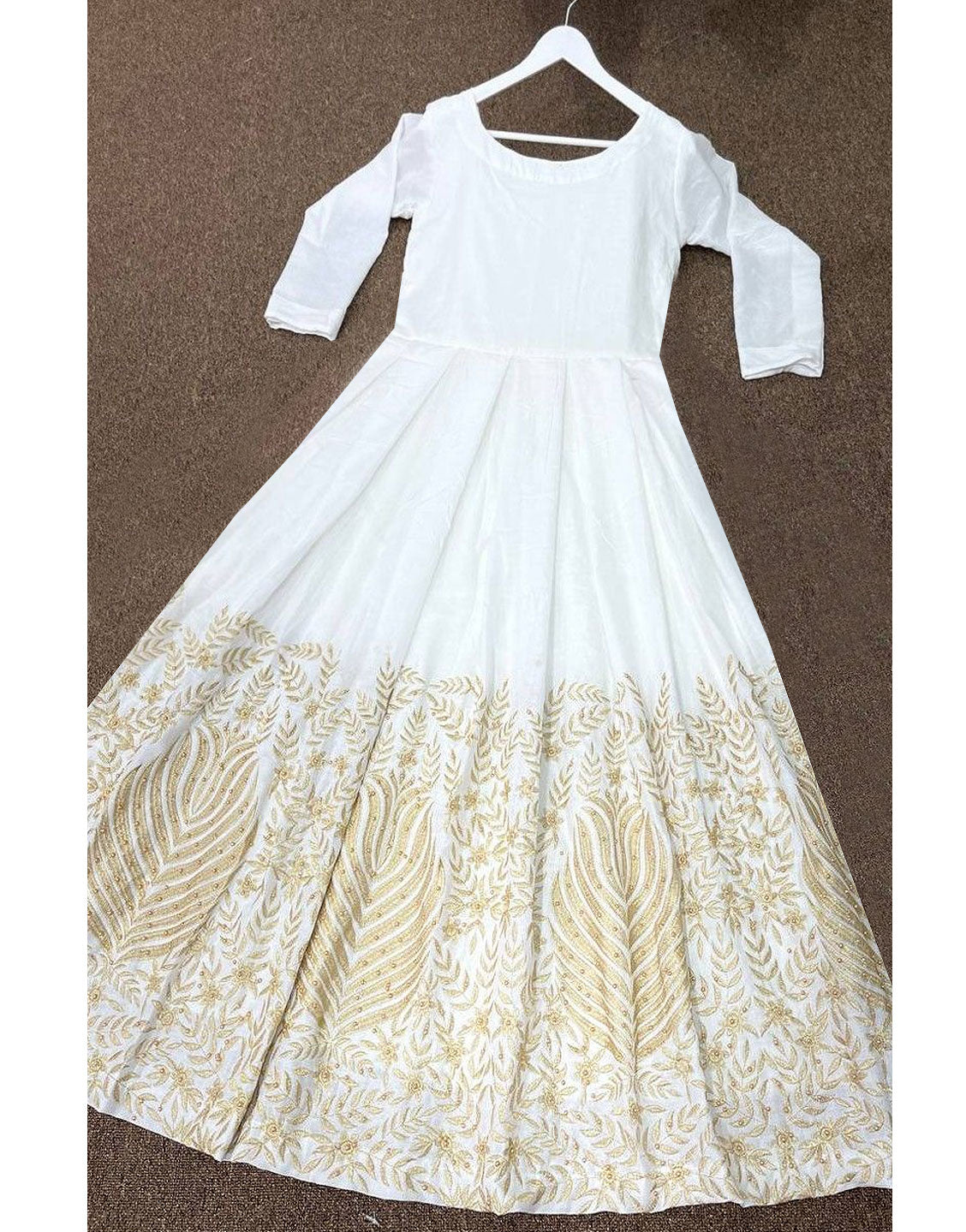 Readymade Embroidered White Chiffon Maxi with Inner