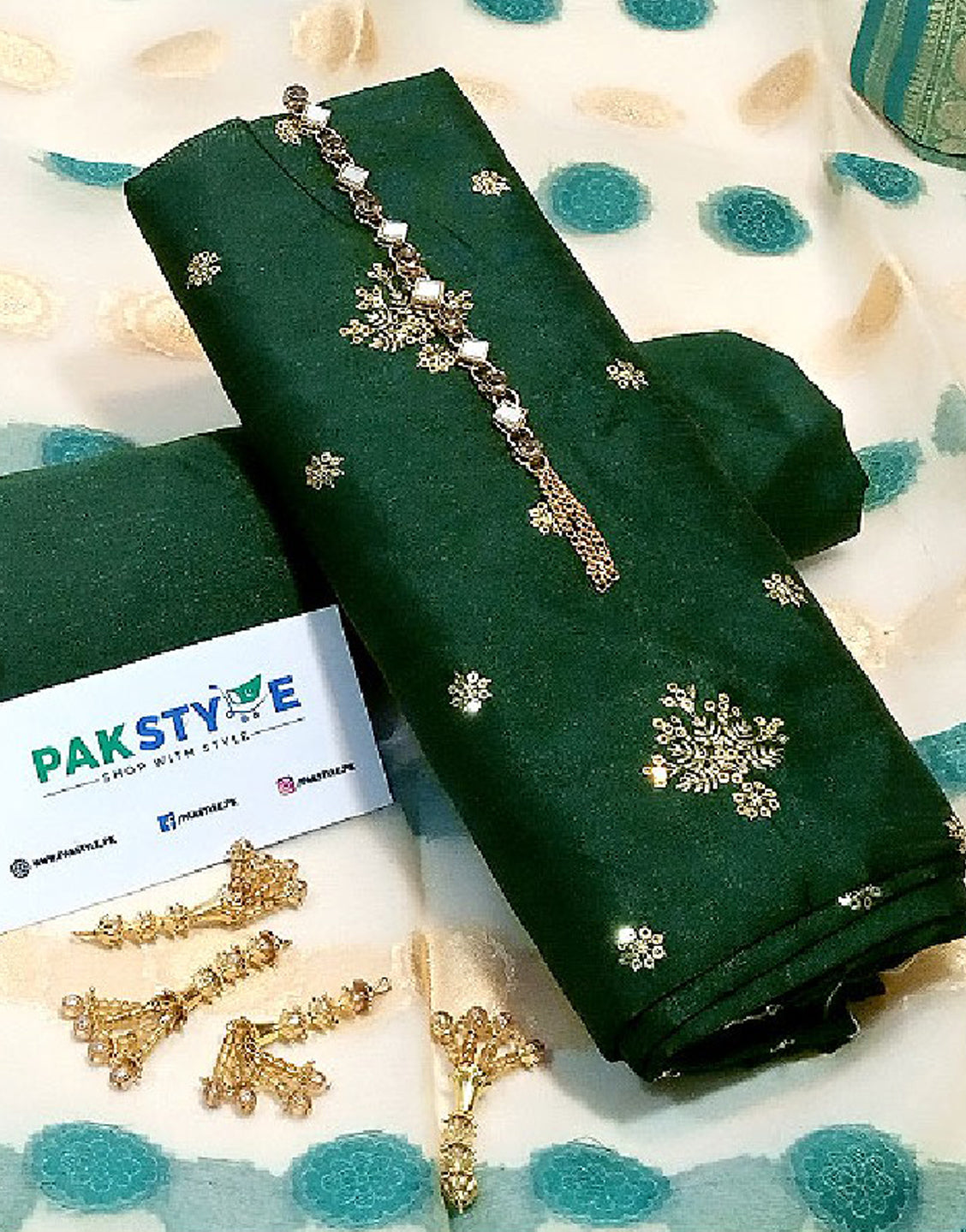 Banarsi Style Embroidered Raw Silk Dress with Organza Jacquard Dupatta