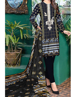 Elegant Sequins Embroidered Linen Dress 2024 with Linen Dupatta