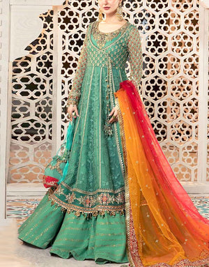 Luxury Heavy Embroidered Chiffon Bridal Maxi Dress 2024 with Embroidered Net Dupatta