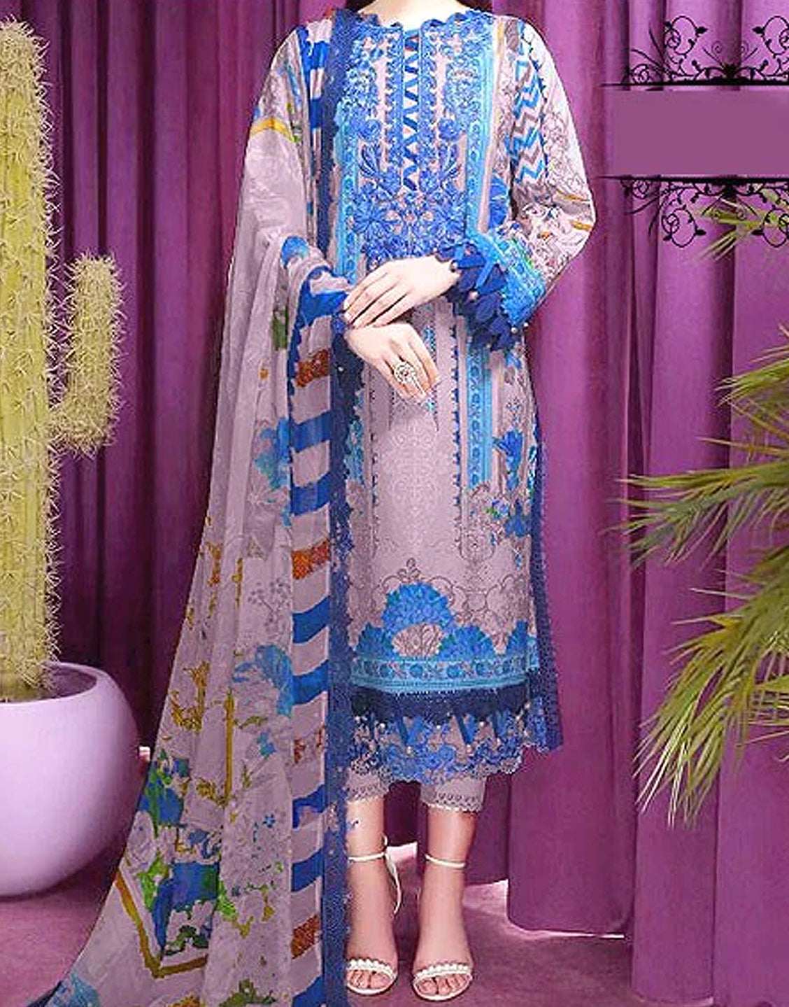 Embroidered Karandi Suit 2022 with Karandi Shawl Dupatta