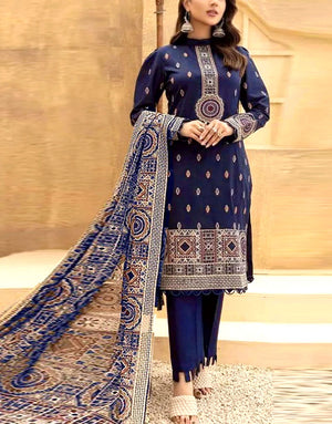 Heavy Embroidered Dhanak Dress  with Wool Shawl